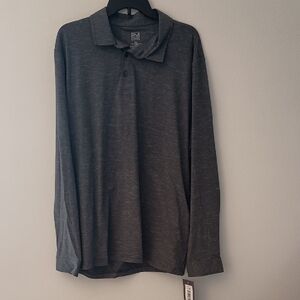 R.M. Long-Sleeve Polo in Charcoal Heather